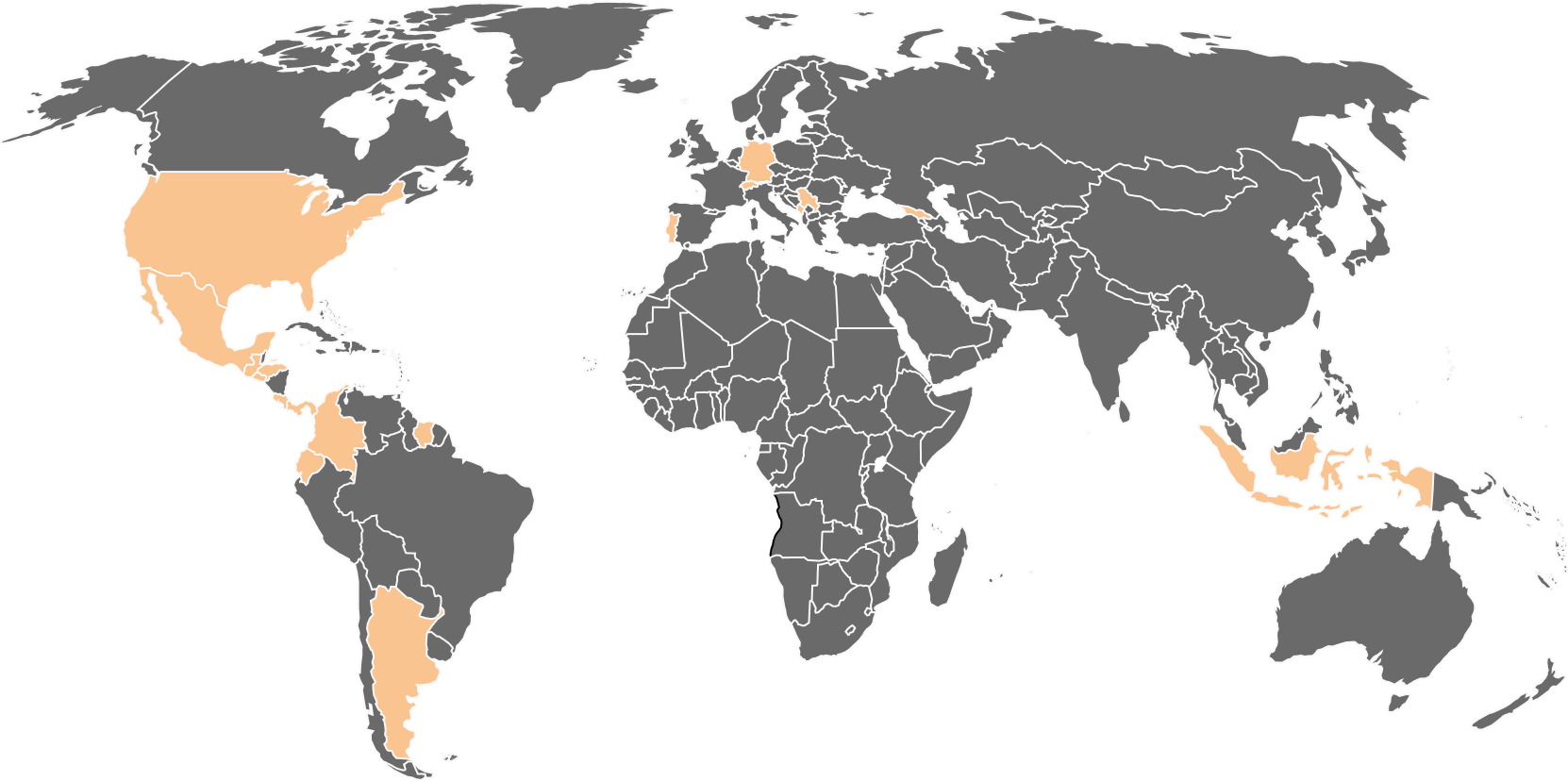 Map of countries supporting Bitcoin and JAN3