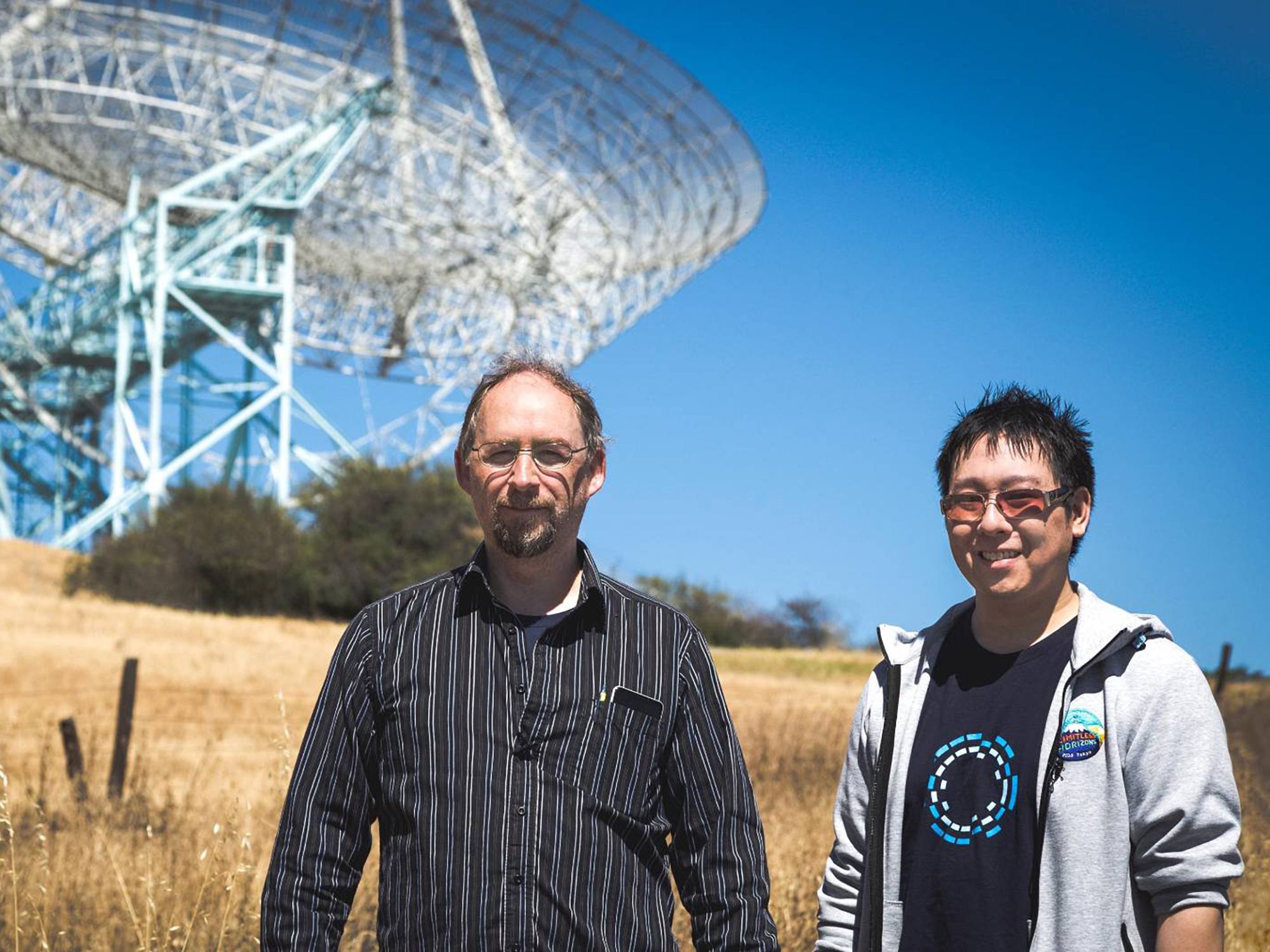 Dr. Adam Back and Samson Mow at the Stanford Satellite Dish