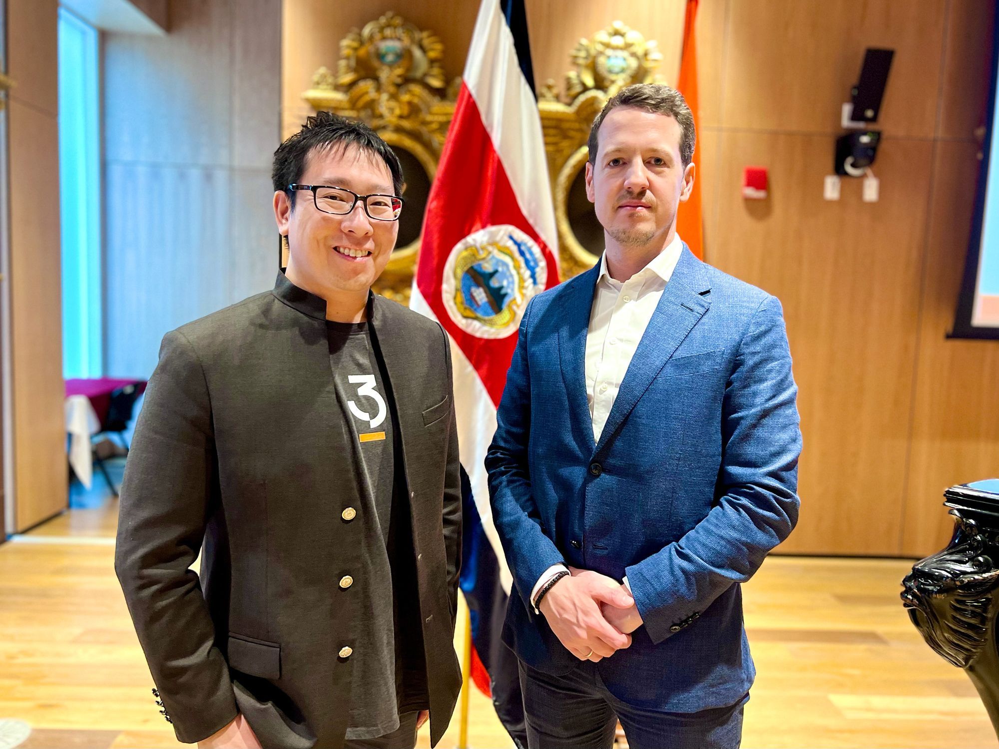 Samson Mow and Prince Filip at the Costa Rican Legislative Assembly