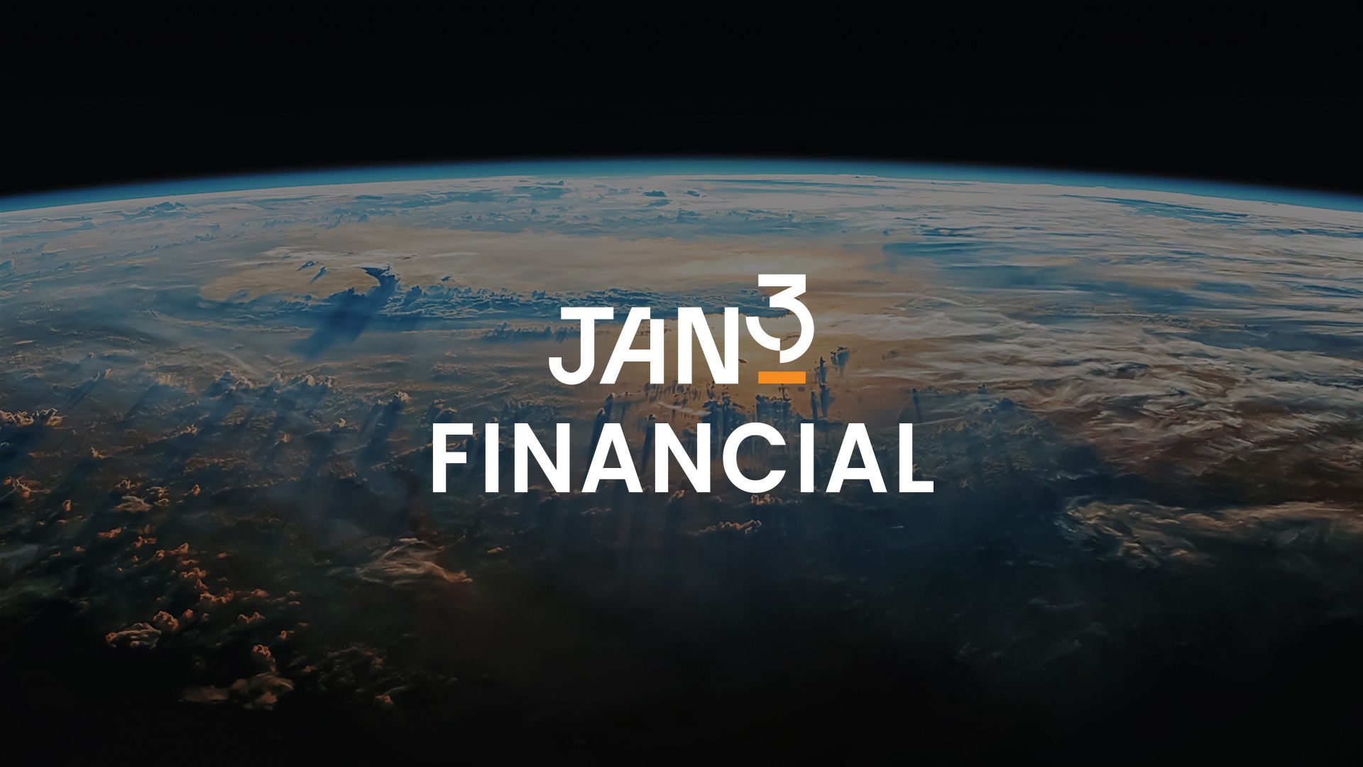 Planet earth view from space with JAN3 Financial logo on top.